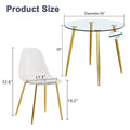 A Modern Minimalist Style Round Transparent Tempered Glass Table With Gold Metal Legs,Paired With 4 Modern Style Transparent Dining Chairs For A Luxurious Experience. Transparent Seats 4 Glass