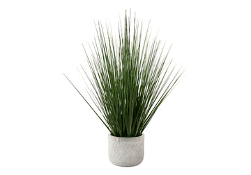 Artificial Plant, 21" Tall, Grass, Indoor, Faux, Fake, Table, Greenery, Potted, Real Touch, Decorative, Green Grass, White Pot Green Foam Plastic