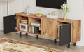 Mid Century Tv Stand With 3 Cabinets, Media Console Table For Tvs Up To 70'', Entertainment Center With Storage For Living Room, Bedroom, Home Theatre Black Brown Primary Living Space 60 69 Inches