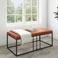 Riley Indoor Brown Faux Leather Multi Function Entry Bench Table Brown Black Foam Metal