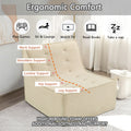 Fireside Chair, Lazy Floor Sofa Couch, Teddy Velvet Bean Bag Chair, Tatami Sofa With High Resilience Foam For Living Room, Bedroom, Office Salon, Khaki Khaki Soft Foam Foam,Teddy