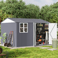 Outdoor Storage Shed 8X12Ft Outdoor Storage Shed With Windows,With Sloped Roof & Double Lockable Door,Storage Shed Large With 6 Vents, Garden Tool Shed For Backyard Garden Patio Law Grey Rectangular