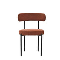 Brown Boucle Dining Chairs Set Of 2,Mid Century Modern Curved Backrest Chair,Round Upholstered Kitchen Chairs Metal Brown Dining Room Modern Banquet Chair Tufted Back Velvet