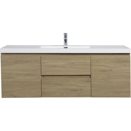 60" Floating Bathroom Vanity With Sink, Modern Wall Mounted Bathroom Storage Vanity Cabinet With Resin Top Basin And Soft Close Drawers, Natural Oak 24V11 60Sno Oak Wood