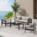 Aluminum Outdoor 2 Pcs Sofa Patio Couch, All Weather Metal Outdoor Couch With 5