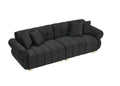 89 Inch Spring Wrapped Cushions, 3 Flannelette Sofas, Stylish Metal Feet And 4 Throw Pillows Make For A Modern Living Room Bedroom Black Velvet 3 Seat
