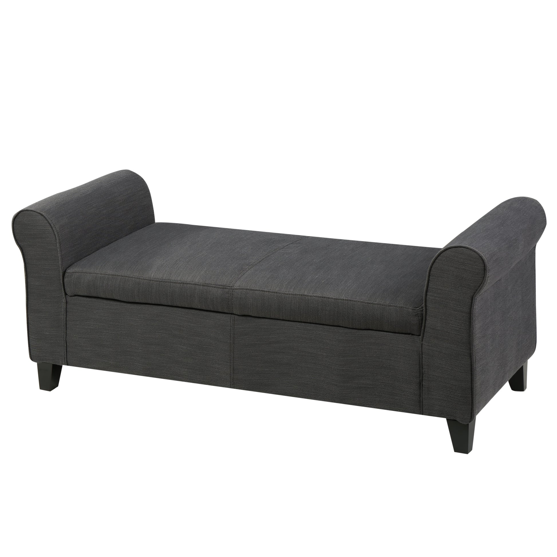 Hayes Armed Storage Bench Gray Fabric