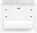 49'' Bathroom Vanity With Marble Top & Ceramic Sink, Two Doors, 4 Drawers, Open Shelf, White White Acacia Wood