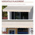 Outsunny 13' X 8' Retractable Awning, Patio Awnings, Sunshade Shelter W Manual Crank Handle, Uv & Water Resistant Fabric And Aluminum Frame For Deck, Balcony, Yard, Beige Stripes Multicolor Aluminum