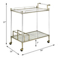 Cirro Antique Mirror & Wire Brass Finish Serving Cart Antique Brass White Glass Metal