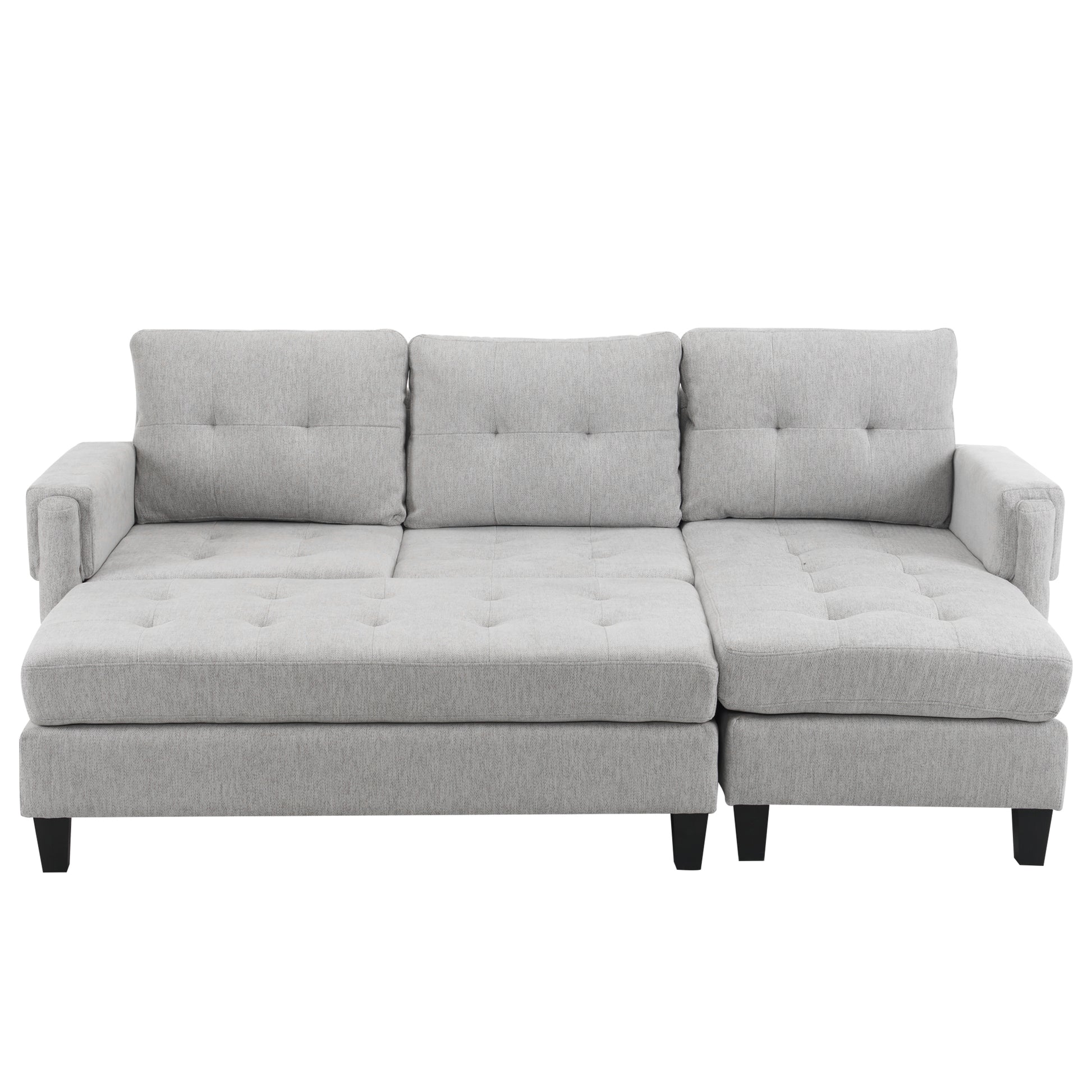 83.4" L Shaped Sofa Sectional Couch Sofa Bed With Two Usb Ports, A Movable Ottoman And A Reversible Chaise Lounge For Living Room, Grey Grey Foam Chenille 5 Seat