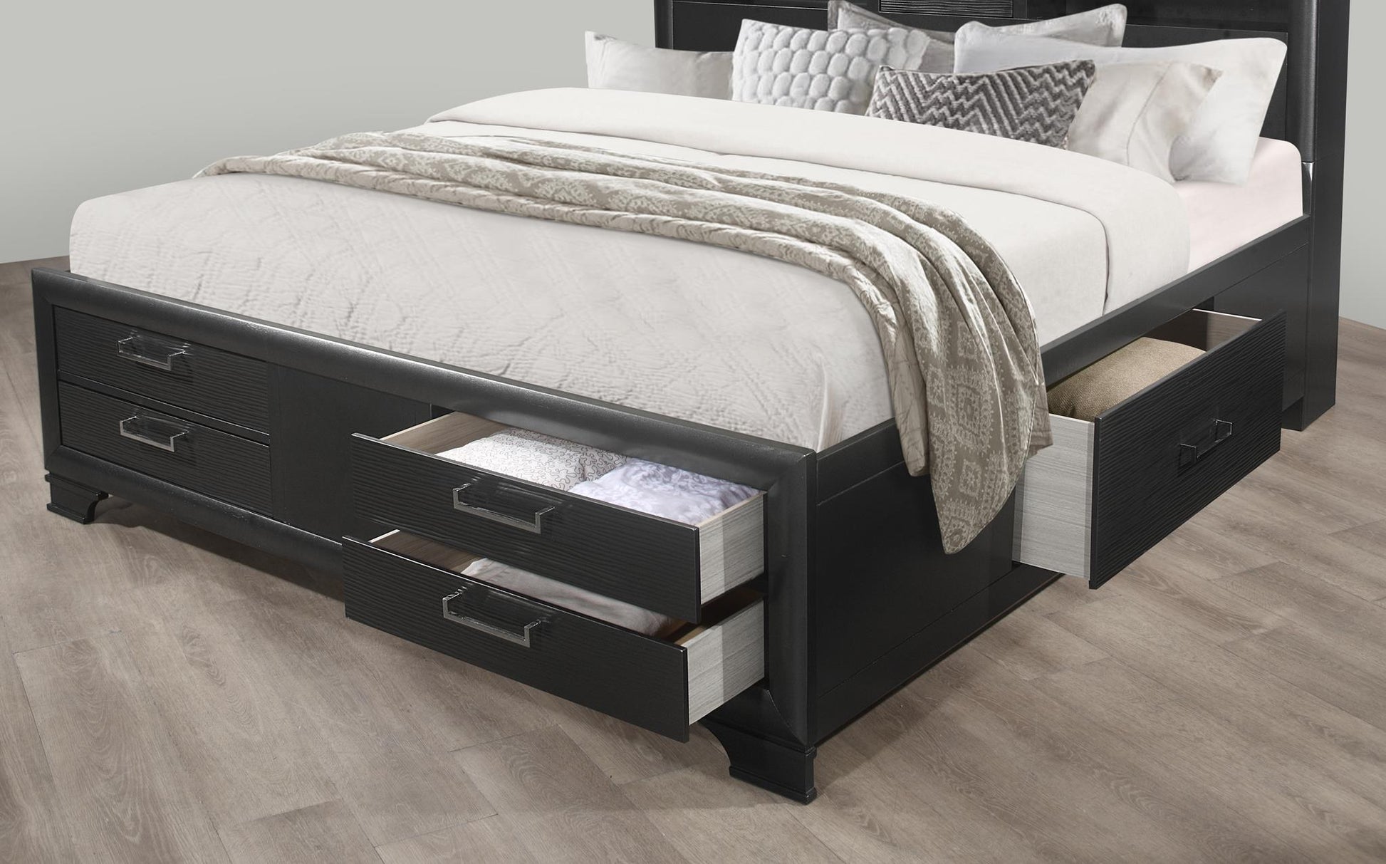 Civic Grey Full Bed Gray Solid Wood Mdf