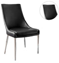 Contemporary Style Set Of 2Pcs Dining Chairs Blacksilver Finish Metal Legs Side Chair Dining Room Furniture Black,Silver Dining Room Contemporary,Modern Dining Chairs Solid Back Set Of 2 Faux Leather,Metal