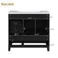 36 Inch Modern Bathroom Vanity With Usb Charging, Two Doors And Three Drawers Bathroom Storage Vanity Cabinet, Small Bathroom Vanity Cabinet With Single Sinkblack Faucets Not Included Black Bathroom Modern Solid Wood Mdf Resin