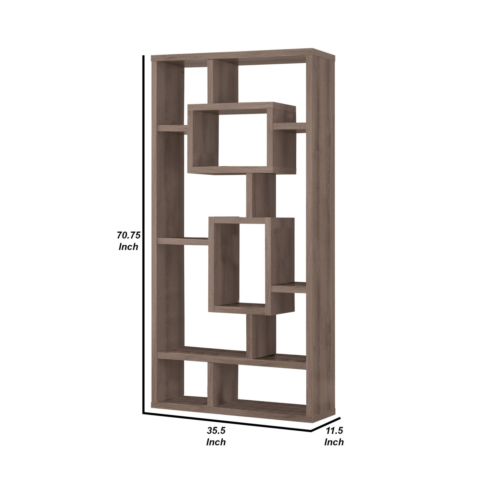 Splendid Geometric Cubed Rectangular Bookcase, Gray Gray Wood