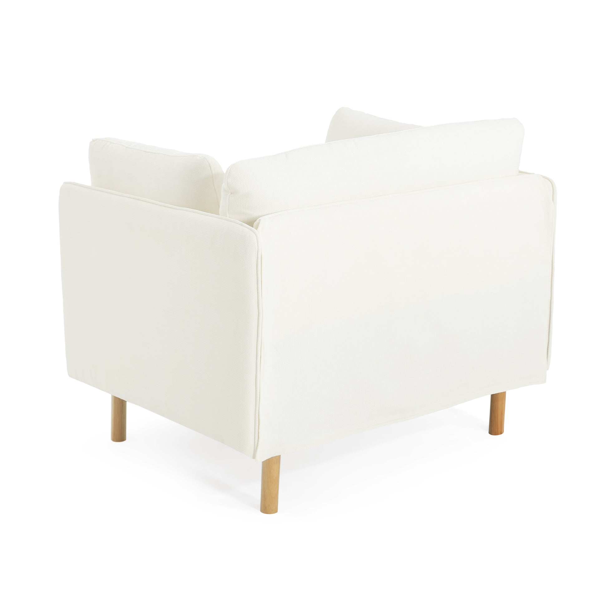 39" Modern Upholstered Accent Chair With Soft Cushions, Sleek Armrest Design And Sturdy Wooden Legs, Cozy Seating For Living Room, Bedroom, Or Office Lounge White Metal,Polyester,Solid Wood Mdf
