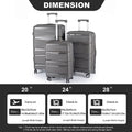 Hardshell Suitcase Spinner Wheels Pp Luggage Sets Lightweight Durable Suitcase With Tsa Lock,3 Piece Set 20 24 28 Dark Gray2302 Dark Grey Abs