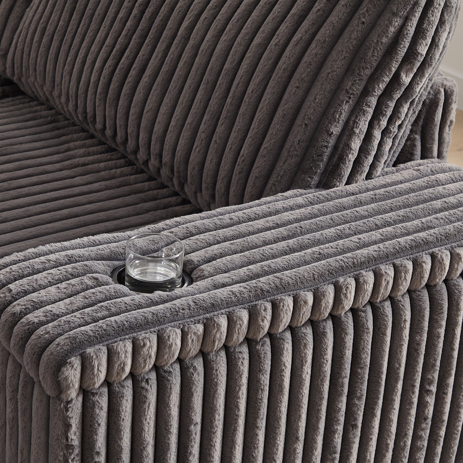 110 Inch Oversized Corduroy Corner Sofa,L Shaped Corner Couch With Two Storage Spaces,Usb Port & T Pyce Port And Cup Holderdeep Seat Comfy Upholstered Couches For Living Room Not Freely Combinable Dark Grey Corduroy 5 Seat