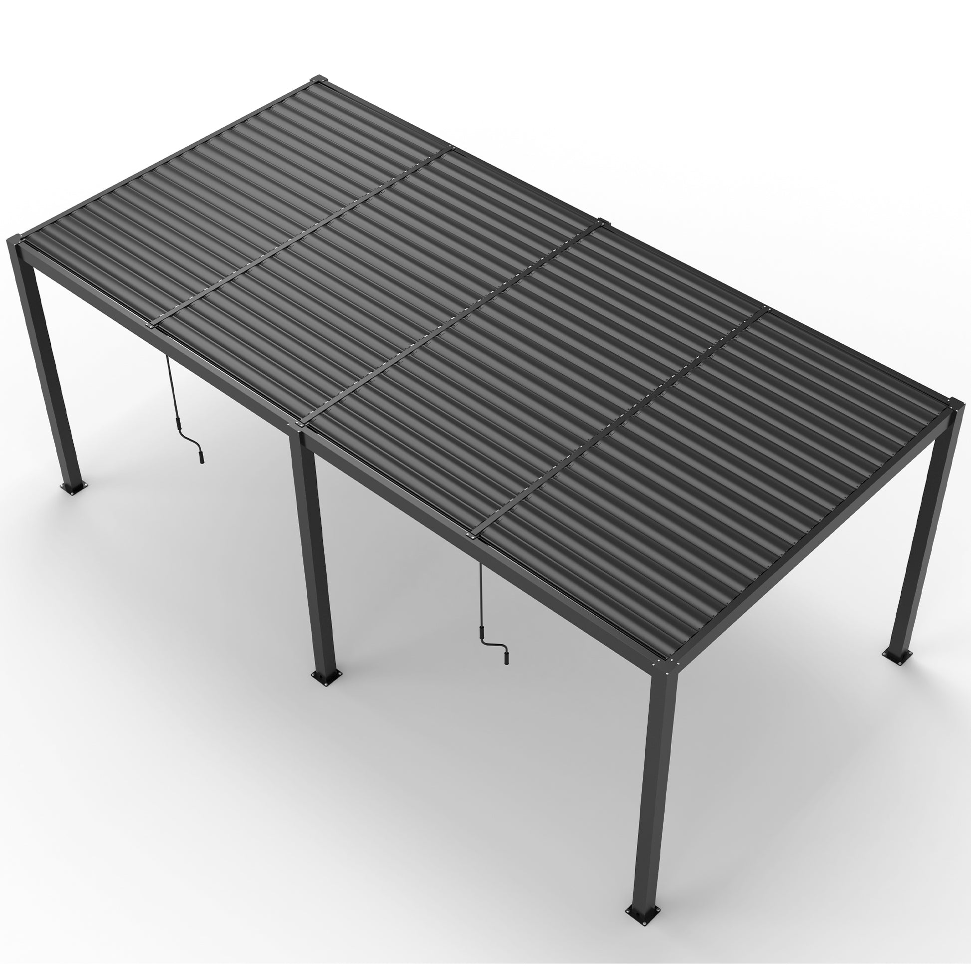 8610J Louver Pergola 10X19Ft Aluminum Frame & Louvers Black Garden & Outdoor High Wind Resistant Gazebos Aluminium