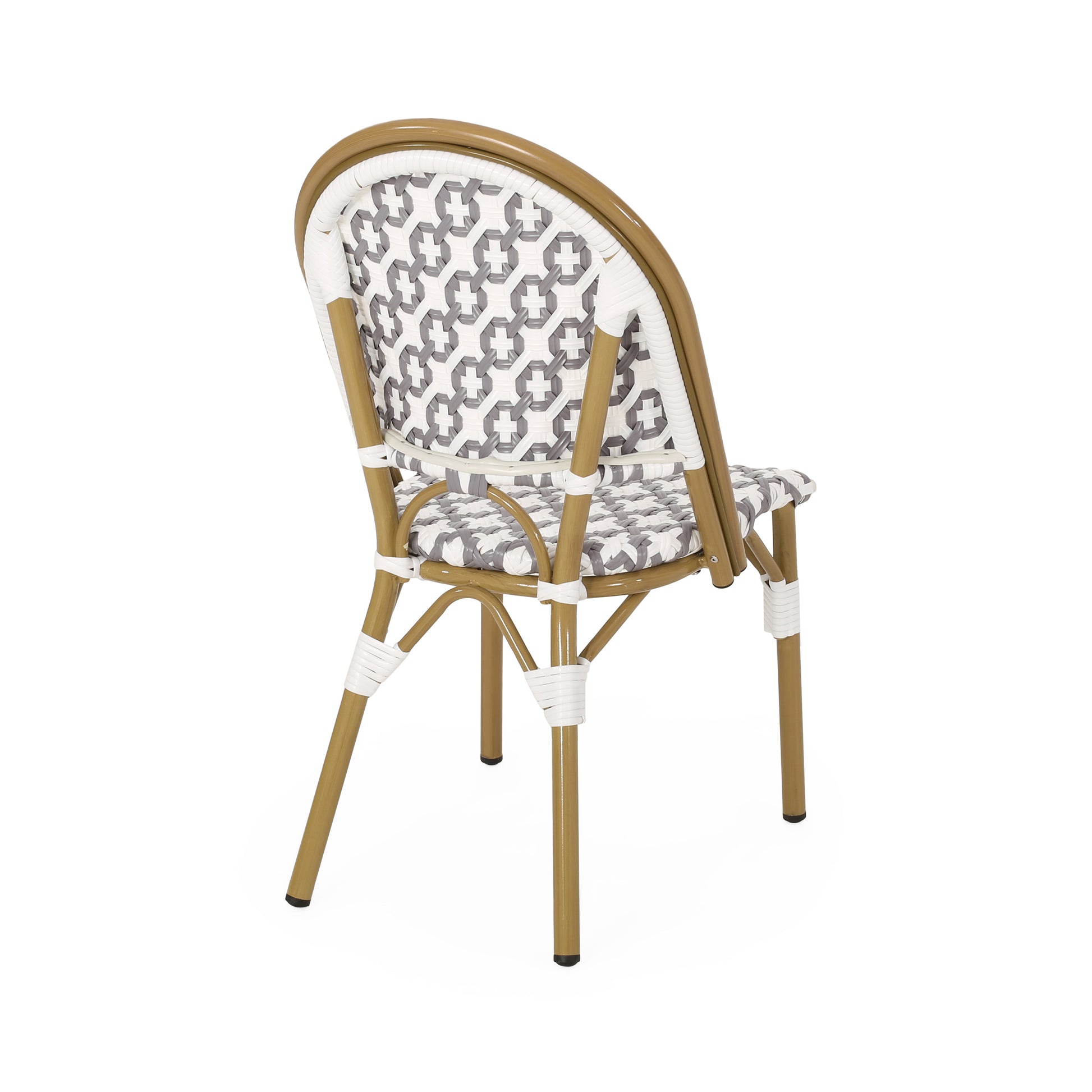 French Bistro Chair White Gray Rattan