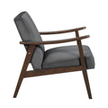 Mid Century Modern Design 1Pc Accent Chair Dark Gray Velvet Upholstery Dark Walnut Finish Wood, High Resiliency Foam Cushions Dark Gray Primary Living Space Mid Century Modern Solid Wood