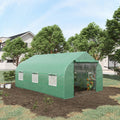 Outsunny 11.5' X 10' X 7' Walk In Greenhouse, Tunnel Green House With Zippered Mesh Door And 6 Mesh Windows, Gardening Plant Hot House With Galvanized Steel Frame, Green Green Steel