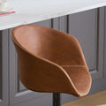 Adjustable Swivel Bar Stools, Mid Century Modern Pu Leather Upholstered Counter Height Bar Stool, Kitchen Island Barstools With Minimalism Style, 1 Chair 1Carton,Brown Brown Pu Mid Century Modern,Minimalist Bar Stools 1 Foam Pu Leather