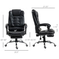 Homcom High Back Ergonomic Executive Office Chair, Pu Leather Computer Chair With Retractable Footrest, Lumbar Support, Padded Headrest And Armrest, Black Black Pu