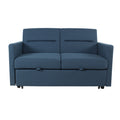 Loveseat Sleeper Pull Out Couch 3 In 1 Sofa Bed Adjustable Backrest Blue Wood Fabric