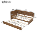 Twin Size Wood Daybed With Trundle And Rustic Guardrail, Ancient Brown Box Spring Not Required Twin Brown Wood Bedroom Solid Wood Mdf