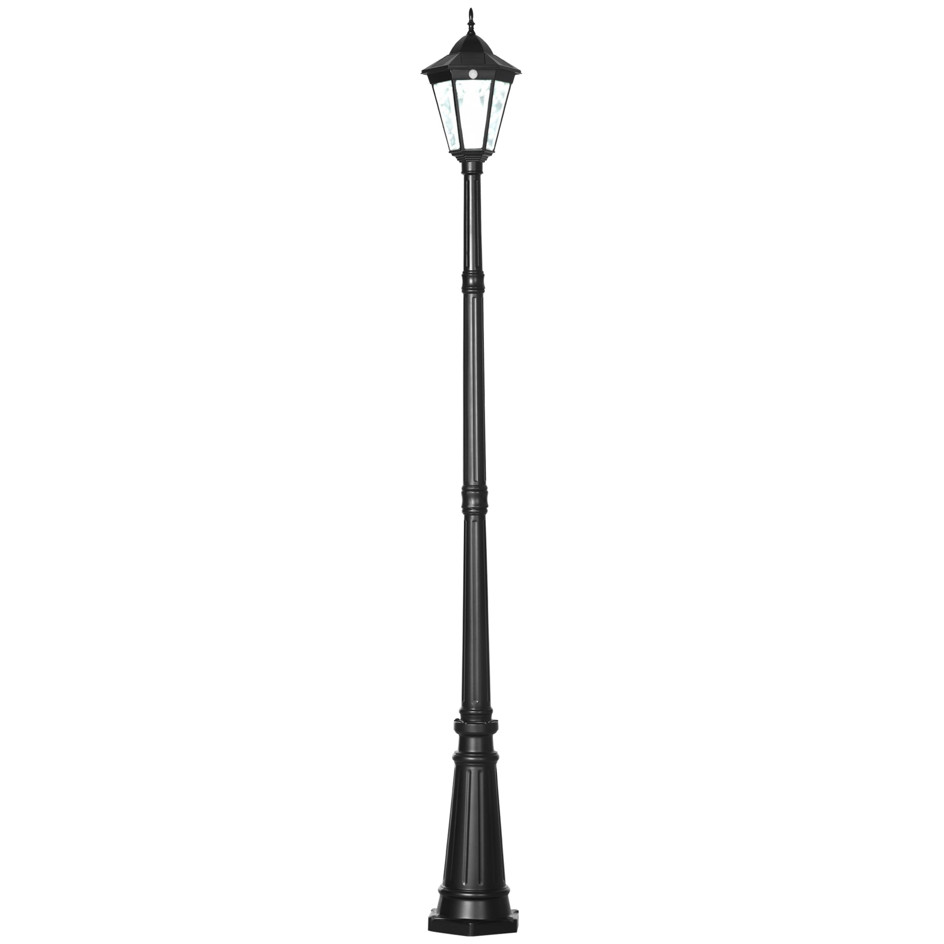 Outsunny 94.5" Solar Lamp Post Light, Dusk To Dawn Vintage Style Street Light, Aluminum Solar Powdered Lamp, Pir Motion Sensor For Garden, Lawn, Pathway, Driveway, Black Black Aluminum