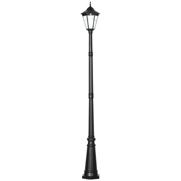 Outsunny 94.5" Solar Lamp Post Light, Dusk To Dawn Vintage Style Street Light, Aluminum Solar Powdered Lamp, Pir Motion Sensor For Garden, Lawn, Pathway, Driveway, Black Black Aluminum