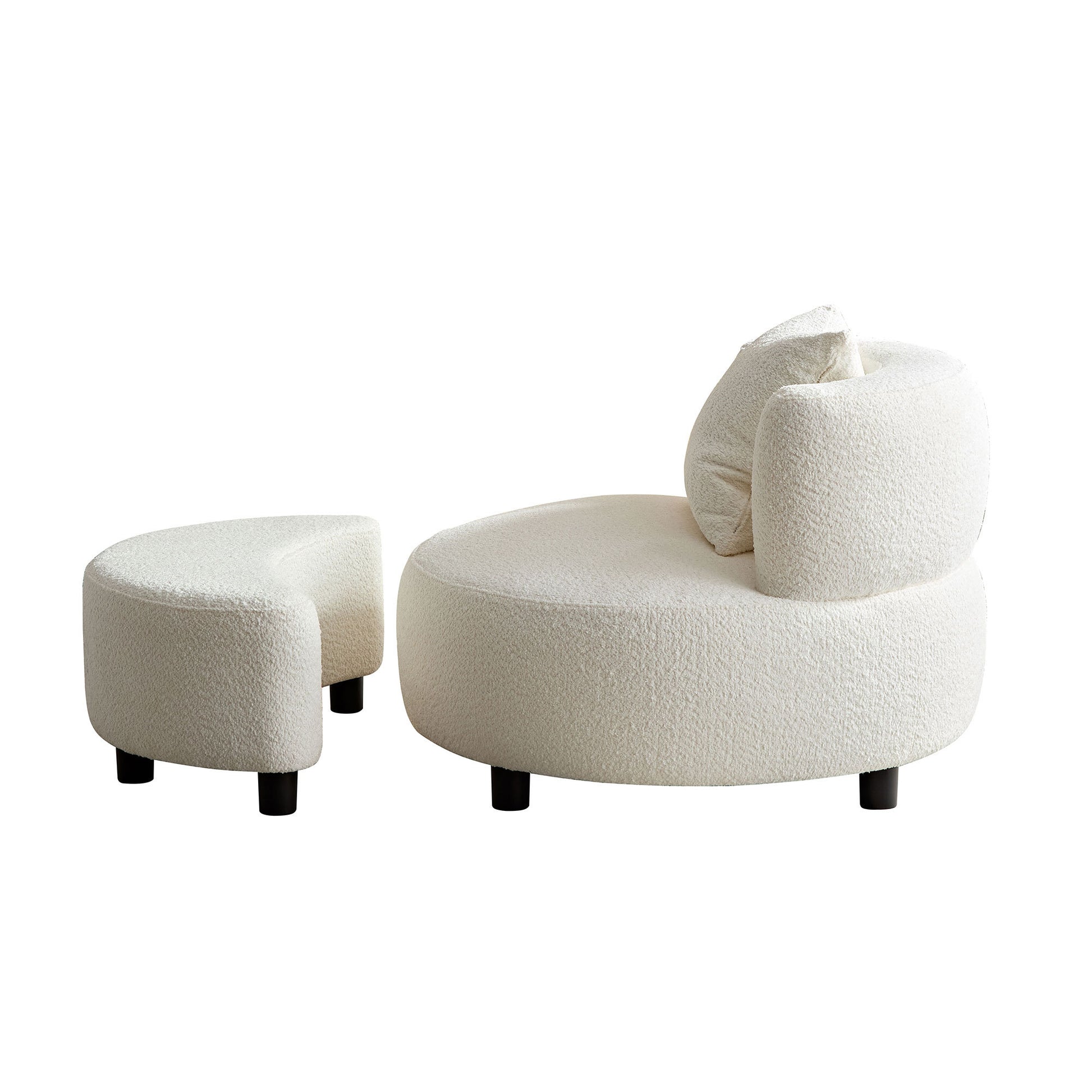 Modern Chair, Single Teddy Fabric Sofa Chair With Ottoman,Sidetable, Foot Rest Comfy Chair For Living Room Bedroom And Office,Beige Beige Foam Fabric