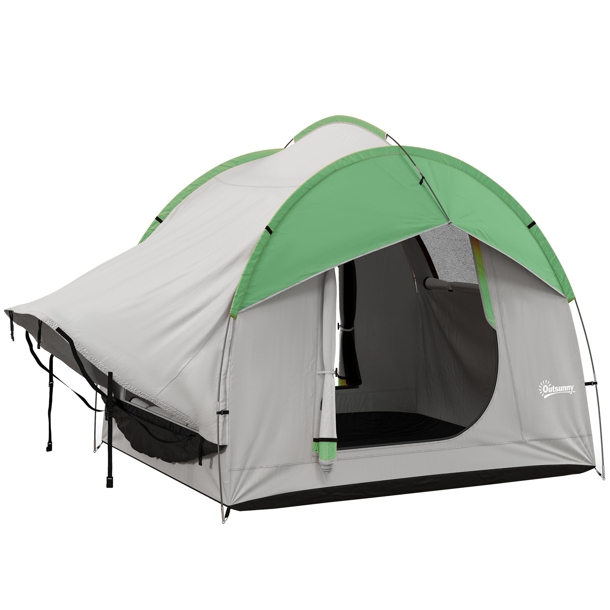Outsunny Suv Tent, 2000Mm Waterproof Truck Tent With 3 Doors And Mesh Window, For 5 6 Person Camping Outdoor Travel, 7.5' L X 6.9' W X 6.9' H, Gray And Green Grey Polyester