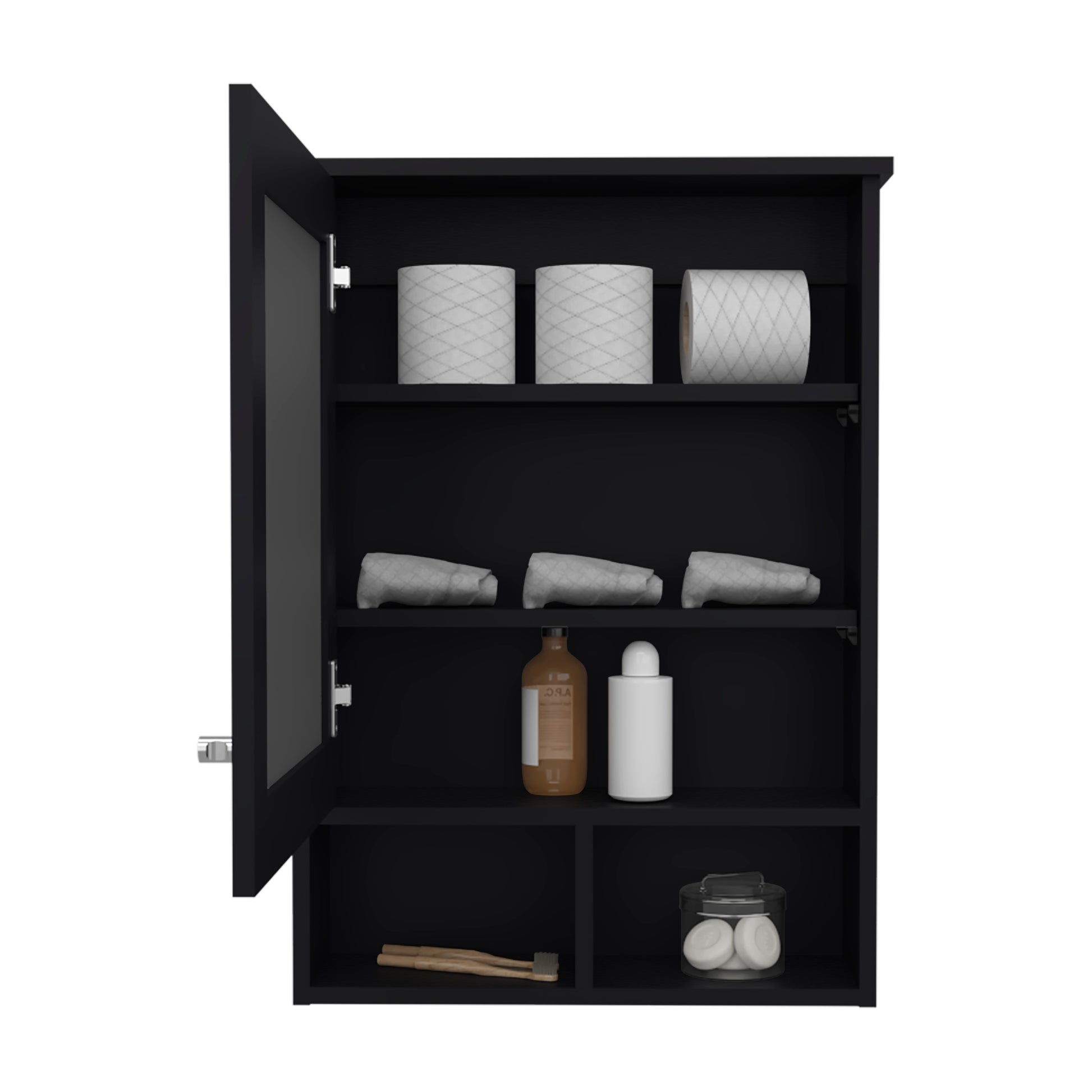 Medicine Cabinet Gibson, Bathroom, Black Black Particle Board Engineered Wood
