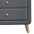 Light Grey Upholstered 5 Drawer Chest Light Grey Bedroom Mid Century Modern Wood Fabric