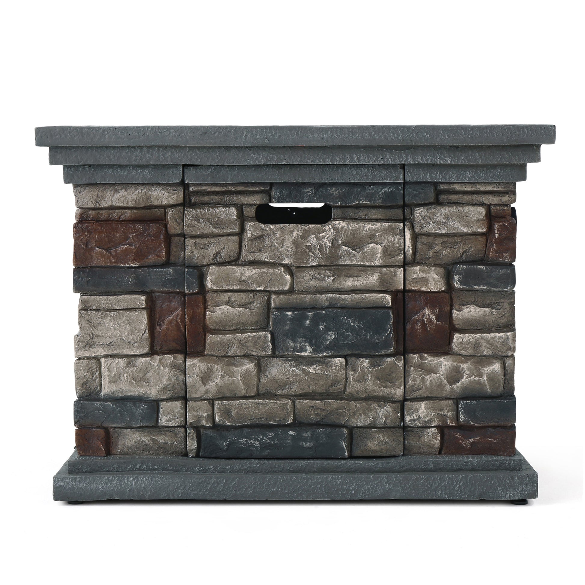 32" Stone Square Mgo Fire Pit 40000 Btu Stone Gray Magnesium Oxide