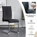 Table And Chair Set.A Rustic Industrial Rectangular Mdf Black Dining Table With Mdf Desktop And Electroplated Silver Metal Legs.Paried With 6 Chairs With Pu Cushion And Metal Legs. Black,Silver Seats 6 Mdf Metal