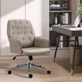 Vinsetto Microfiber Home Office Chair, Tufted Height Adjustable Computer Desk Chair With Swivel Wheels And Padded Armrests, Light Gray Light Grey Fabric