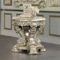 Antique Gold End Table With Floral Legs Antique Gold Primary Living Space Round Wood Plastic Pedestal