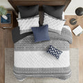3 Piece Cotton Comforter Set With Chenille Tufting Gray King Cal King King Gray Cotton