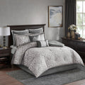 8 Piece Jacquard Comforter Set Silver Silver Cal King California King Silver Silver Polyester