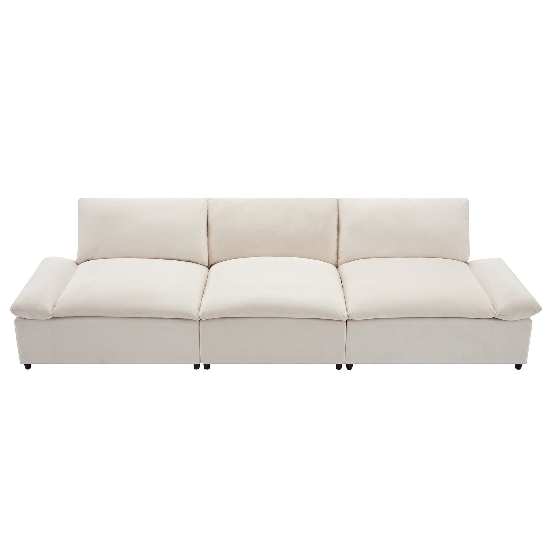 119.5'' 3 Seater Sofa With 2 Storage Unitsfor Living Room, Office, Apartment Beige Polyester 3 Seat