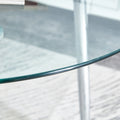 Round Dining Table With Glass Top, Silver Metal Legs, Exquisite Life, Starting From The Details, The Silver Legs Show An Extraordinary Texture, Which Is The Finishing Touch To Your Home Transparent Glass Metal