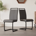 Modern Dining Chairs,Pu Faux Leather High Back Upholstered Side Chair With C Shaped Tube. Black Metal Legs For Dining Room Kitchen Vanity Patio Club Guest Office Chair Set Of 2 Grey Pu Grey Foam Pu