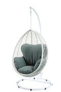 Simona Green Fabric & White Wicker Hanging Chair Green,White Fabric,Steel,Wicker