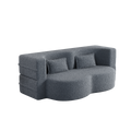 Modern Floor Sofa With 2 Pillows,Convertible Teddy Fabric Foam Filled Sleeper Sofa Bed,15