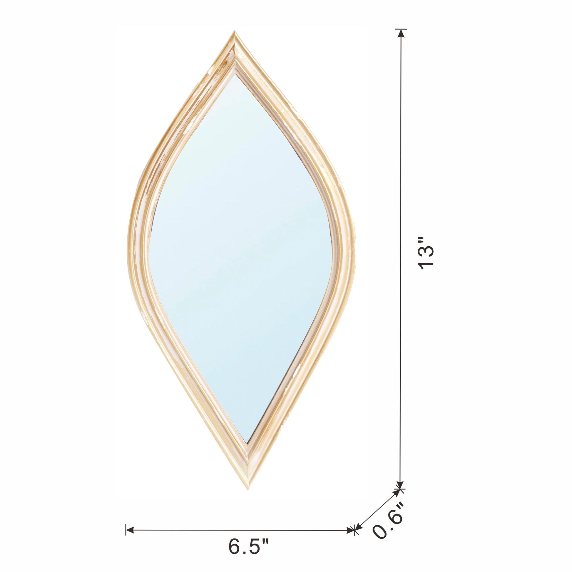 Decorative Mirror For Wall Decor, 6.5X13" Antique Gold Polyresin