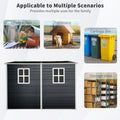 4X8Ft Outdoor Storage Shed With Floor Resin Shed With Two Window, Waterproof ,Lockable Doors For Patio,Yard,Lawn Black Black Polypropylene