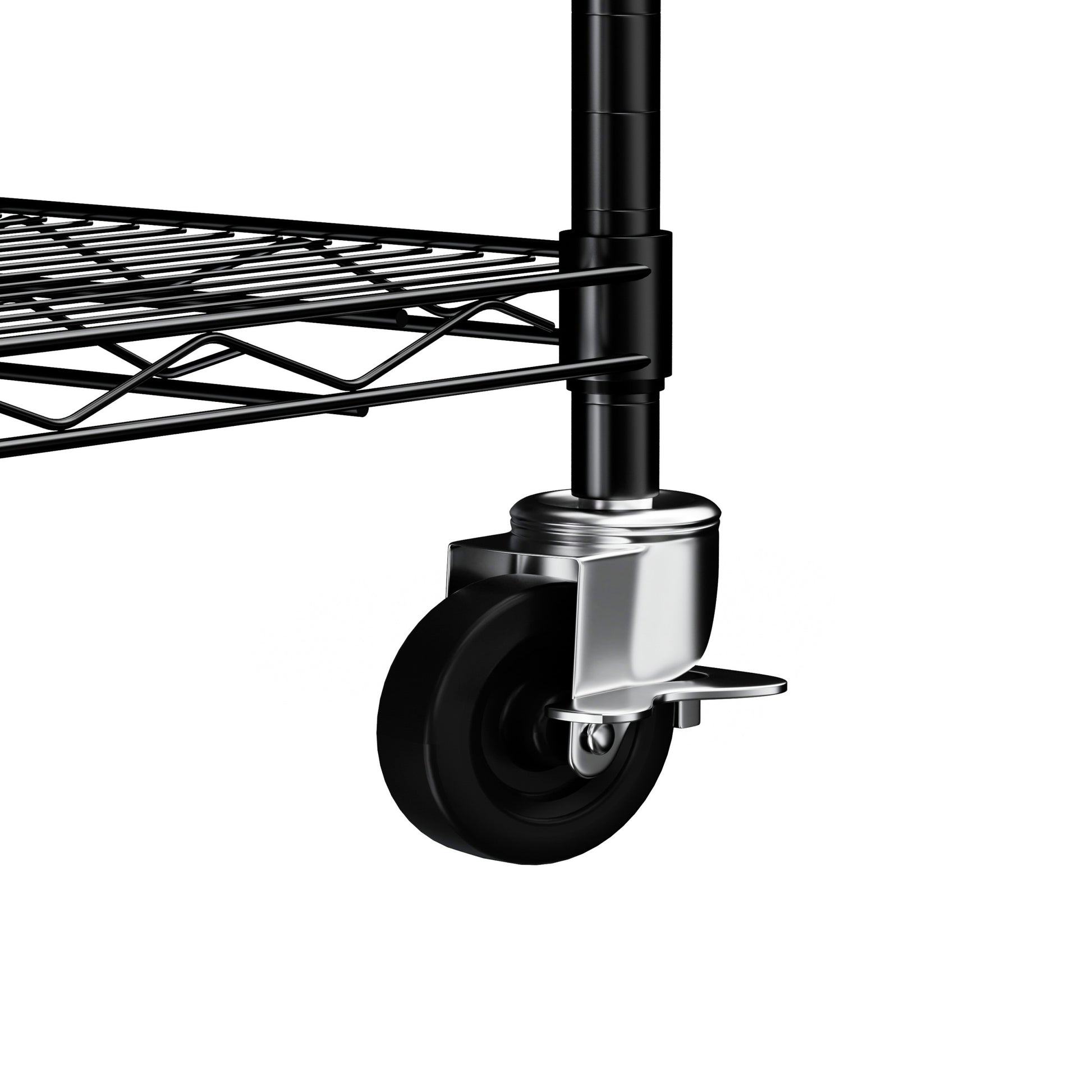 Warehouse, Supermarket,Kitchen,And Other 5 Layer Heavy Duty Adjustable Shelves With Wheels And Adjustable Feet,Each Metal Frame Bearing 300 Pounds. 59.45 "L 24.02 "W 71.65 "H,Black. Black Steel